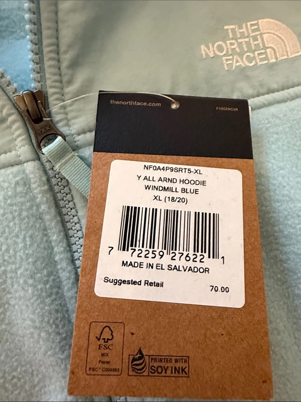 The North Face Pale Blue Hooded Fleece Jacket